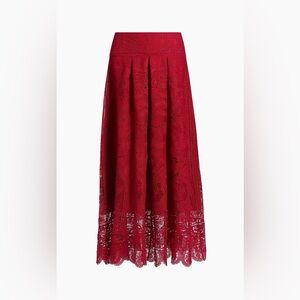 FARM Rio Red Guipure Boho Garden Skirt XS- EUC